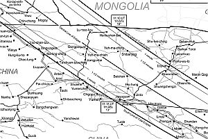 Karte von China und der Mongolei mit Pfad