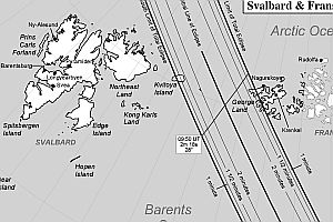 Karte von Svalbard und Franz-Josef Land mit Pfad