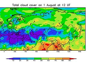 Totale Wolkendecke 1. August Asien