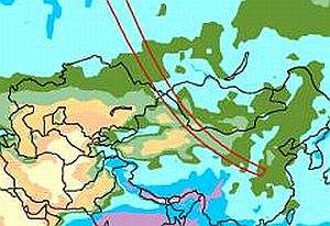 Karte der NASA mit Asiens Wolken 